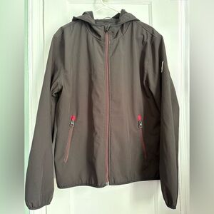 Guess Hooded Softshell Jacket with Red Zipper Accents Unisex, Lightweight, XL